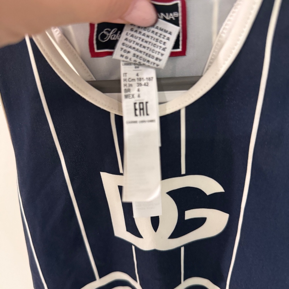 Dolce & Gabbana Navy and White Striped kids swimsuit